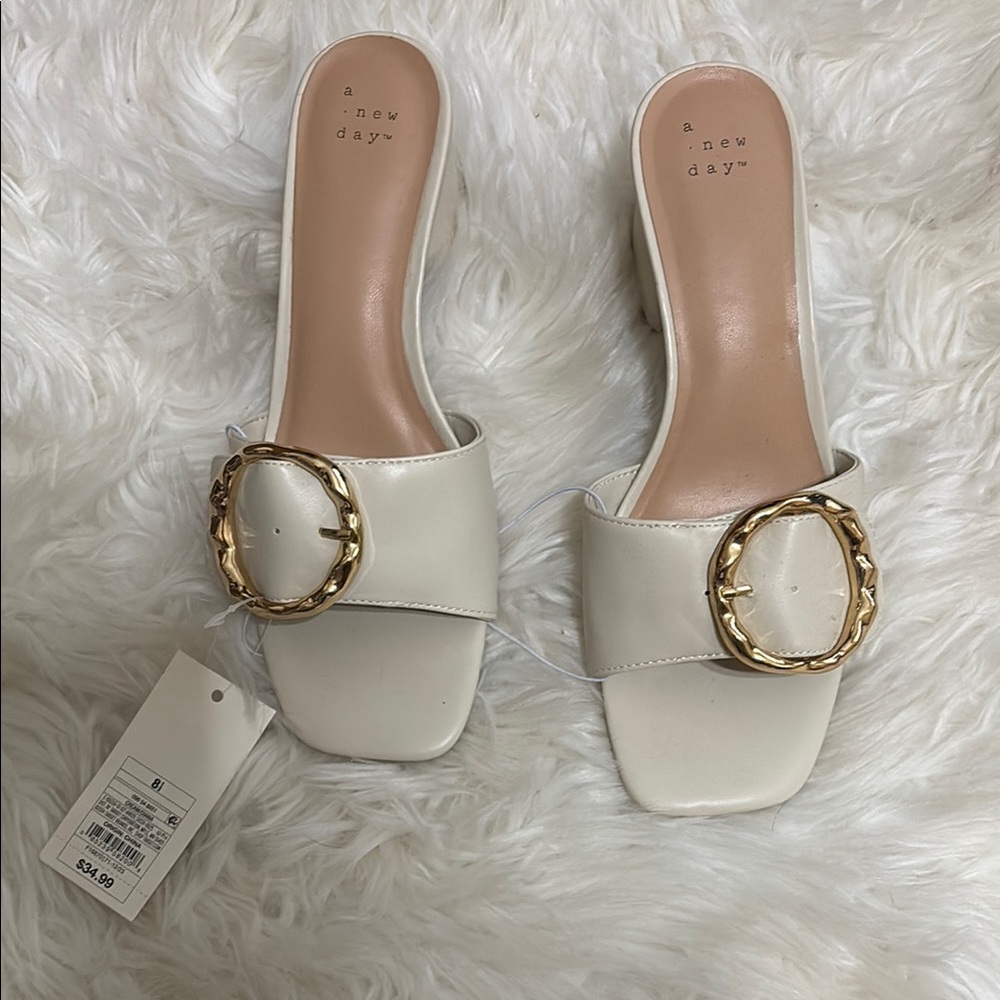 A New Day Women's White Slide Sandals